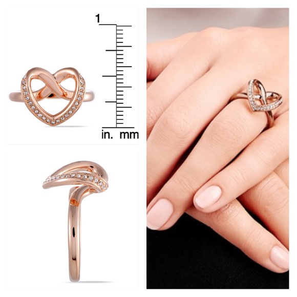 Swarovski Crystal Pave Heart Ring Cupidon Rose Gold Plated Infinity 55 New Box - Picture 6 of 6